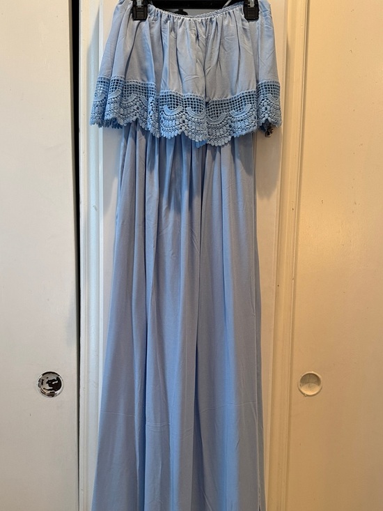 Lascana Dresses & Skirts - Light Blue Off-Shoulder Maxi Dress with Crochet Trim
